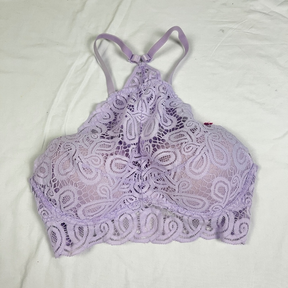 NWT Pink Victoria Secret Women Push Up Laced Bra Sz M Violet Pink
